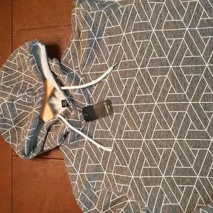 A gray and white hoodie